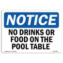 SignMission OSHA Notice - No Drinks Or Food On Pool Table Sign | Heavy Duty Sign Or Label Plastic in Black/Blue/White | Wayfair