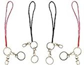 A2S2 New Leather Rope Hand Strap Lanyards for Mobile, Keychain, ID Card, Mobile Phone, Pen Drive, USB Holder, Flash Drive DIY Phone Hang Rope Lanyard (Leather Rope Strap) (Black & Pink (4Pcs Set))