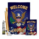 Breeze Decor Welcome Home 2-Sided Polyester 40 x 28 in. Flag set in Blue | 40 H x 28 W x 1 D in | Wayfair BD-MI-FK-108064-IP-BO-D-US11-BD