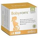 BabyFORTE® Folsäure ohne Jod + Omega-3 vegan mit Algenöl | 17 Schwangerschaftsvitamine ohne Jod + Quatrefolic® | 180 Kapseln | ab 1. Trimester