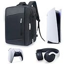 Hap Tim Travel Backpack for PS5 Console, Padded Protection Playstation 5 Carrying Case, Large Capacity for Laptop, PS5 Controller, Headset, Game Discs and Accessories, Black （AU-2306）