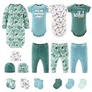 The Peanutshell Newborn Clothes & Accessories Gift Set | 16 Piece Layette Set | Wild Jungle, Green, Newborn