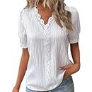 Summer Tops for Women UK Plus Size Casual Tops and Blouses Plus Size Summer Plain Women's Blouses & Shirts Party Tops Ladies Shirts and Blouses High Neck Womens Tops Size 16 UK White