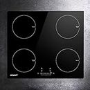 Devanti Induction Cooktop, Ceramic Glass Portable Cookware Cooker Super Powerful Electric Stove Plate Home Kitchen Appliance, with 4 Cooking Zones Touch Control Panel Black