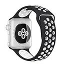 KACA Breatheable Silicone Smart Watch Band Strap for iWatch Series SE 8 7 6 5 4 3 2 1 Compatible with Apple Watch Ultra Band 49mm 45mm 44mm 42mm (Black)