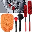 Preciva Car Detailing Kit, Car Wheel Cleaning Brush Kit, Car Tyre Detailing Washing Kit for Cleaning Wheels, Interior, Exterior, Leather, Dashboard