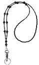 Hidden Hollow Beads Simple Black Non Breakaway Lanyard Women's Fashion Beaded Lanyard 34" Key and ID Badge Holder Black