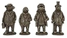Inspirational Gifting 4 Miniature 14cm Wind in the Willows Garden Sculptures Statues made from a solid stone resin, featuring Ratty, Mole, Badger and Toad! - hand finished with aged patina.