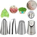 Skytail Cake Decorating Nozzle, Cupcakes Decorations Cream Filling Border Decoration Pastry Icing Tips (Grass + Rose + Leaf + Sunflower)