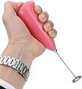 Mini Egg Beater Whisk Electrical Blender Milk Frother Mixer Handheld Coffee Stirrer Foamer Shaker Manual Kitchen Tools for Juice Hot Drinks Milk Cappuccino Cooking Gadget (Pink)