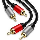 TanQY 2RCA to 2RCA Cable 1.8M, Gold-Plated 2 RCA Male to 2 RCA Male Stereo Audio Cable for Home Theater, HDTV, Gaming Consoles, Hi-Fi Systems (1.8M)