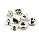 Asiatic 10mm Metal Snap Fasteners Press Stud Rounded Sewing Rivet Buttons for Bags/Wallets/Shirts/Jeans/Shoes/Clothing/Leather/Jackets and Also Used for DIY Items Silver (Pack of 60).