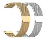 AONES Pack of 2 Magnetic Loop Watch Strap Compatible for Moto 360 2nd Gen 42mm Watch Strap Gold, Silver