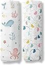 haus & kinder Jungle Collection 100% Cotton Muslin Swaddle Wrap for New Born Baby Boy and Girl, Size 100cm x 100cm, Pack of 2 (Ocean - Elephant)