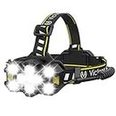 Victoper Head Torch Rechargeable - 2023 Upgraded 11 LED 25000 Lumen Torches LED Super Bright Headlamp 12+12 Modes Waterproof Gesture Sensing Hands-Free Headlight for Camping Running Fishing Hiking