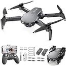 NEHEME NH525 Foldable Drones with 1080P HD Camera for Adults, RC Quadcopter WiFi FPV Live Video, Altitude Hold, Headless Mode, One Key Take Off Kids or Beginners 2 Batteries, Upgraded Version, Black
