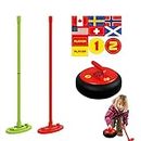 Teksome Curling Toy,Practical Curling Game for Kids - Ice Curling Equipment Electric Light Children's Indoor And Outdoor Sports Curling Parent-child Team