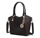 MKF Tote Satchel Handbag for Women: PU Leather Shoulder Bag – Top-Handle Purse, Ladies Pocketbook Brown