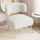 Dewhut Oversized Sherpa Boucle Accent Chair, Cozy Wide Armless Couch Barrel Chair for Small Space, Upholstered Side Corner Teddy Sofa Chair for Living Room, Bedroom, Lounge, Reading Nook(Cream White)
