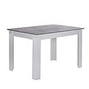 CLIPOP Wooden Dining Table Rectangle 4 Seater Kitchen Breakfast Table in White and Grey Finish Modern Kitchen Dining Room Furniture (Top 120 cm x 80 cm)