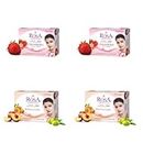 Rosa Transparent Soap Combo of 2 Strawberry And 2 Peach & Olive | For Men & Women | For All skin I Natural ingredients I Bathing Bar I For soft and smooth skin | Pack of 4 | Each 100g