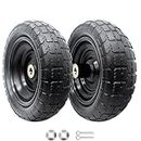10-Inch Solid Replacement Tire and Wheel 4.10/3.50-4" - Flat Free Tires for Cart, Dolly, Hand Truck, Generator, Lawnmower, Garden Wagon with 5/8” Axle Bore Hole - Double Sealed Bearings (2)
