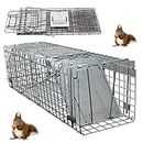 Squirrel Trap Humane Live Animal Trap 78X26X29cm for Groundhog Squirrel Feral Stray Cats Rescue Wild Rabbits，Mouse Trap Easy Trap Catcher with Safety Handle Guards & 1 Door,Rust Resistant Long Lasting