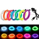 Neon LED Light Glow EL Wire String Strip Rope Tube Decor Car Party + Controller