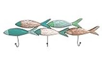 SIGNES GRIMALT Appendiabiti a cinque pesci, in legno, 3 ganci, blu e marrone, lunghezza 60 cm