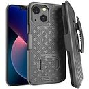 Rome Tech Holster Case with Belt Clip for Apple iPhone 13 6.1" (2021) - Slim Heavy Duty Shell Holster Combo - Rugged Phone Cover with Kickstand Compatible with iPhone 13 - Black