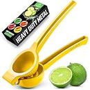 Zulay Premium Quality Metal Lime Squeezer, Citrus Juicer, Manual Press for Extracting the Most Juice Possible - Lime Juicer (Yellow)