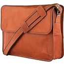 URBAN LEATHER Bolsa de hombro para laptop de 15 pulgadas para hombre, maletín de cuero, bolsa de mensajero cruzada, bolsa de mensajero para hombre, Brown, 38 cms Leather Messenger Bag