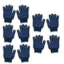 GET FIT Washable and Reusable Cotton Blue Dotted Safety Hand Gloves (Pack of 10 Gloves) Blue Colour,Gloves for Kitchen use, Industrial Safety Gloves Handing Material and Gardening use Etc.