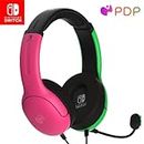 PDP Gaming LVL40 Stereo Headset with Mic for Nintendo Switch - PC, iPad, Mac, Laptop Compatible - Noise Cancelling Microphone, Lightweight, Soft Comfort On Ear Headphones - Splatoon 2 Pink & Green