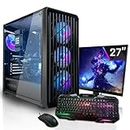 SYSTEMTREFF Basic Gaming Komplett PC Set AMD Ryzen 7 5700G 8x4.6GHz | AMD Radeon RX Vega 8 4K HDMI DX12 | 512GB M.2 NVMe + 1TB HDD | 16GB DDR4 RAM | WLAN Desktop Paket Computer für Gamer, Gaming