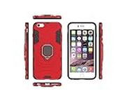 Imeigo Armor Shockproof Soft TPU and Hard PC Back Cover Case with Ring Holder for iPhone 6s Plus - Armor Red
