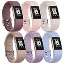 Vancle 6PACK für Fitbit Charge 2 Armband für Damen Herren,Silikon Sport Weiches Ersatzarmband Uhrenarmband für Fitbit Charge 2 Armband(S,Hellviolett/Starlight/Violett/Rosa/Hellblau/Milchtee)