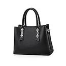 NICOLE & DORIS Fashion Handbags for Women Crossbody Simple Top Handle Bags for Casual Shoulder Bags Leather PU Ladies Tote Bag Medium Size Messenger Bags Black