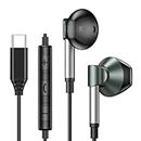 VUNAKE USB C Headphones for iPhone 15 Type C Headphones Ear Phones for iPhone 15 Pro In Ear Wired Headphones Built-in Microphone Noise Canceling USB C Earbuds for iPhone 15 Pro Max/15 Plus iPad,Olive