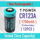 12x Tpower 3V CR123A 1700mah CR17345 Lithium Battery CR123 DL123A EL123A 123A AU