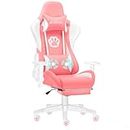 JL Comfurni Massage Pink Gaming Chair Racing Chair Office Chair for Home with Footrest Ergonomic Computer Chair Reclining Racing Chair High Back