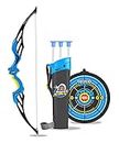 Tec Tavakkal Kids Bow & Arrow Toy, Boys and Girls Basic Archery Set Outdoor Hunting Game with 3 Suction Cup Arrows, Target & Quiver (Blue)