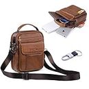 Hengwin Belt Pouch Bag Leather iPhone 6/7 Plus Holster Case with Belt Loop Men Travel Belt Bag Small Wallet Purse With Shoulder Strap Waist Bag Crossbody iPhone Pouch Fanny Messager Pack+Hwin Keychain