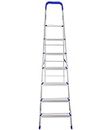 HOMACE Heavy Duty Aluminium Top Folding Ladder (7 Step)(Silver & Orange)