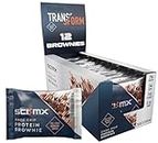 SCI-MX High Protein Chocolate Chip Brownie Box - 20g protein, 0.5g sugar + 246 calories per brownie - Pack of 12 x 65 g - Low Sugar - Pre / Post Workout Snack - No Palm Oil - Suitable for Vegetarians