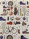 Mens/Male/Boys Sports Equipment Gift Wrapping Paper+Gift Tag 2 Sheets Wrapping Paper+1 Gift Tag Birthday/Generic (BGC34625-2)