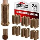 Chair Leg Socks X-PROTECTOR – 24 PCS Furniture Socks – Chair Covers for Legs 25-50 mm - Chair Leg Floor Protectors – Brown Hardwood Floor Protectors – Knitted Chair Feet Socks – Shape Doesn't Matter!