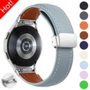 For Samsung Watch 6 5 4 5Pro 6Classic 43 47mm Leather Band Magnetic Buckle Strap