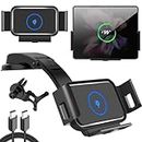 15W Qi Wireless Car Charger Mount Holder Compatible for Samsung Galaxy Z Fold4 Fold3 Z Fold2 Fold S23 Ultra Google Pixel 7 Pro iPhone 14 Pro Max 4.3in-6.9in Phoneand All Other QI Enabled Phones