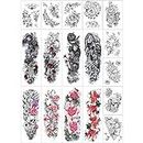 Full Arm Temporary Tattoo Stickers,Half Arm Tattoo Floral For Woman(17 Sheets)